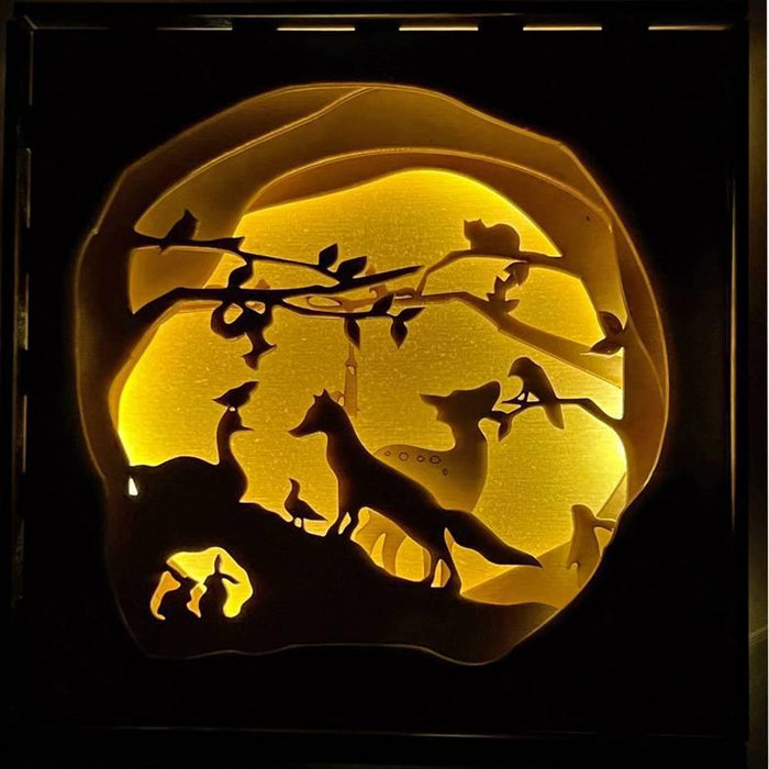 Lighted Shadowbox - Secret Meeting by Squirrel Tacos Papercuts