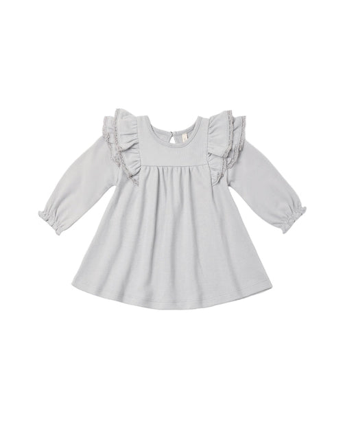 Long Sleeve Flutter Dress ll Cloud
