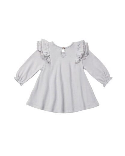 Long Sleeve Flutter Dress ll Cloud