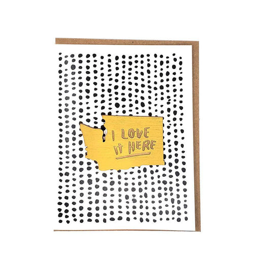 Magnet Card - WA State - I Love It Here (Yellow) by SnowMade