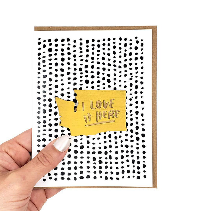 Magnet Card - WA State - I Love It Here (Yellow) by SnowMade