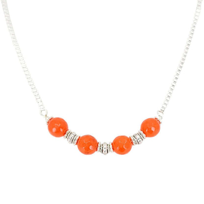 Necklace - Beaded Curved Bar (Orange Topaz) by Tiny Aloha