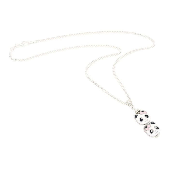 Necklace - Double Panda Pendant (Silver Plate) by Tiny Aloha