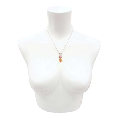 Necklace - Double Sea Star Pendant (Red Orange, Silver Plate) by Tiny Aloha