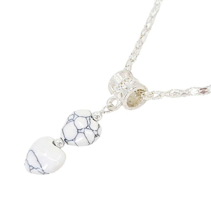 Necklace - Double Small Heart Pendant (White Crackle, Silver Plate) by Tiny Aloha
