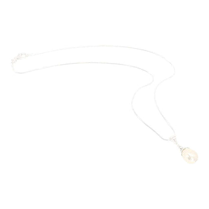 Necklace - Large Single Pearl Pendant (Cream, Silver Fill Snake Chain) by Tiny Aloha