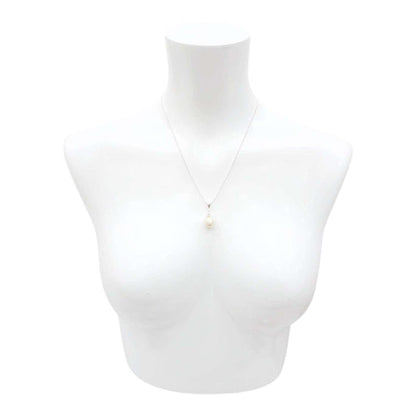 Necklace - Large Single Pearl Pendant (Cream, Silver Fill Snake Chain) by Tiny Aloha