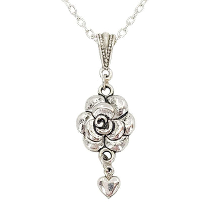 Necklace - Rose Heart Pendant (Silver Plate) by Tiny Aloha