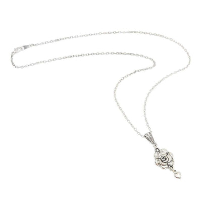 Necklace - Rose Heart Pendant (Silver Plate) by Tiny Aloha