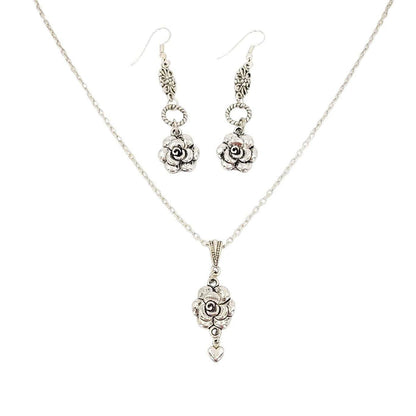 Necklace - Rose Heart Pendant (Silver Plate) by Tiny Aloha