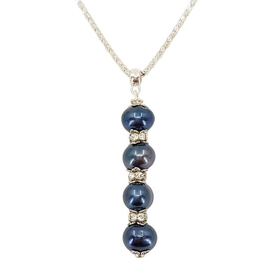 Necklace - Stacked Pearl Pendant (Blueberry) by Tiny Aloha
