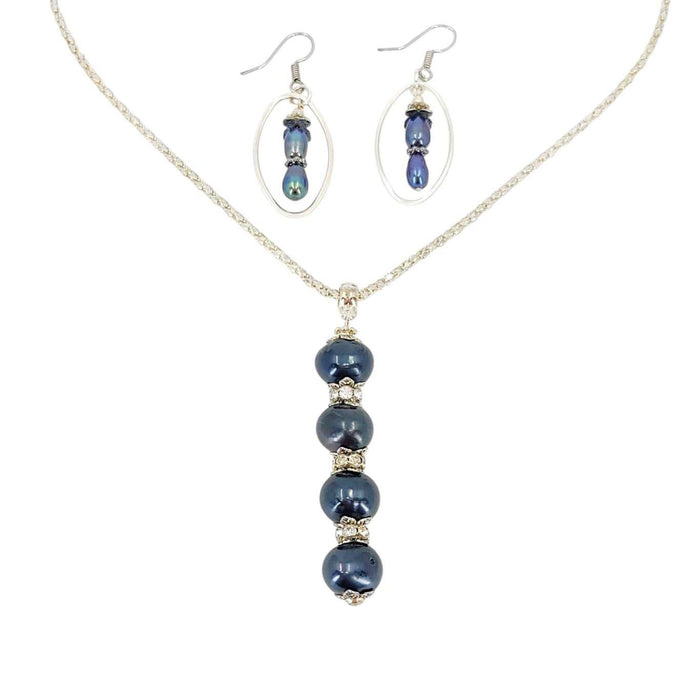 Necklace - Stacked Pearl Pendant (Blueberry) by Tiny Aloha