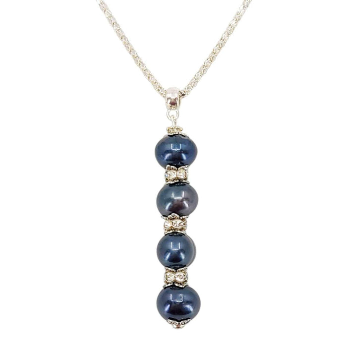TAN216 $55 - Blueberry Stacked Pearl Pendant Necklace