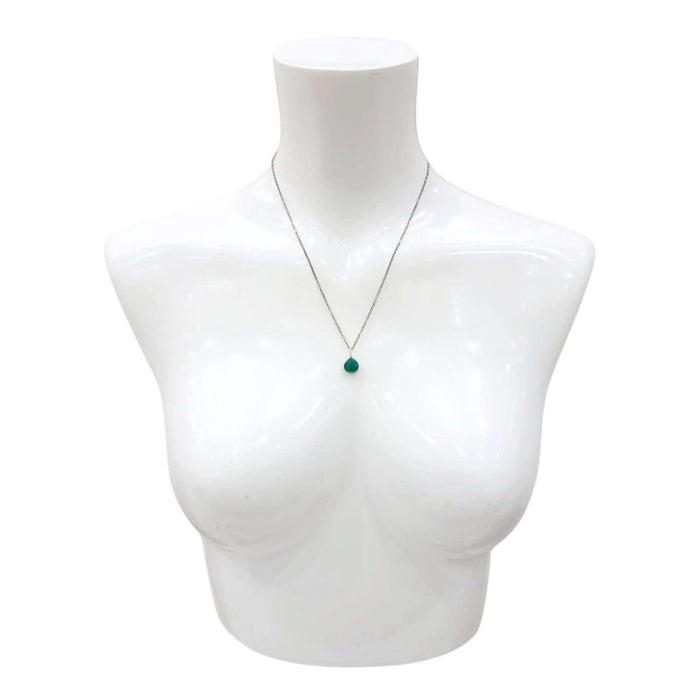 Necklace - Sterling Gemstone Drop (Green Onyx) by Foamy Wader