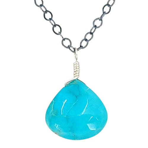 Necklace - Sterling Gemstone Drop (Turquoise) by Foamy Wader