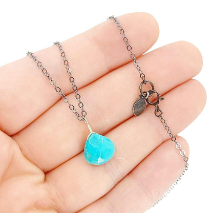 Necklace - Sterling Gemstone Drop (Turquoise) by Foamy Wader