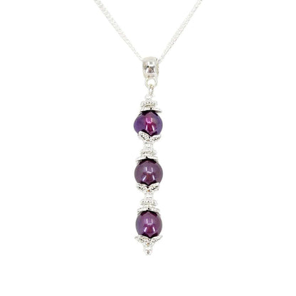 Necklace - Triple Spaced Pearl Pendant (Purple Pearl, Silver Plate) by Tiny Aloha