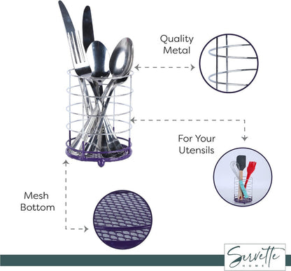 Nonslip Wire Cutlery Holder - Purple