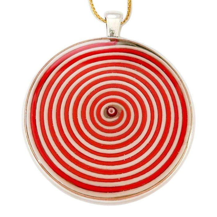 XVX201 $40 - Red White Swirl - Round Resin Collage Ornament