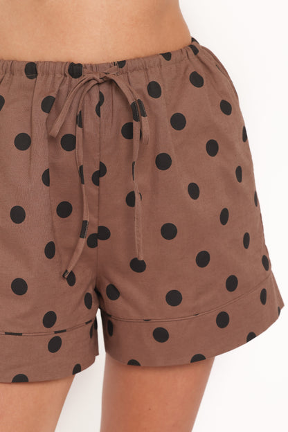 Carter Short Set - Brown Polka Dot