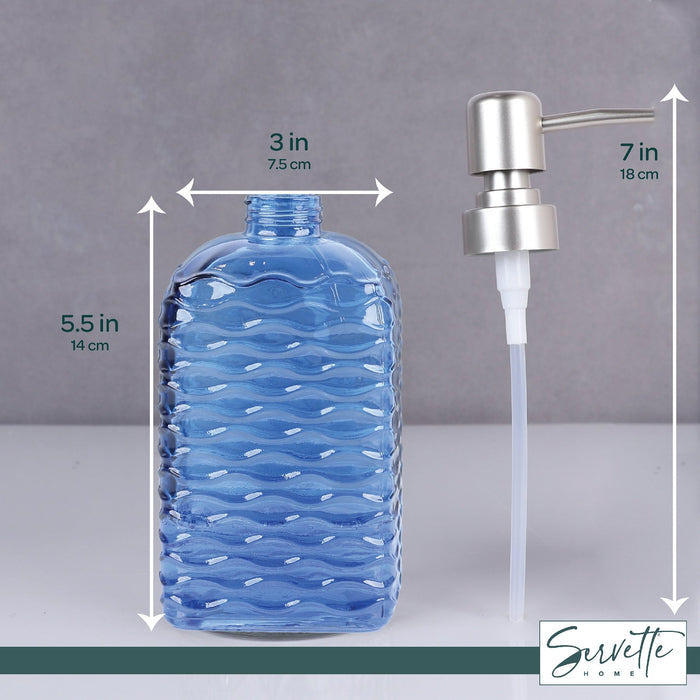Quilted Glass Soap Dispenser with Pump - Navy
