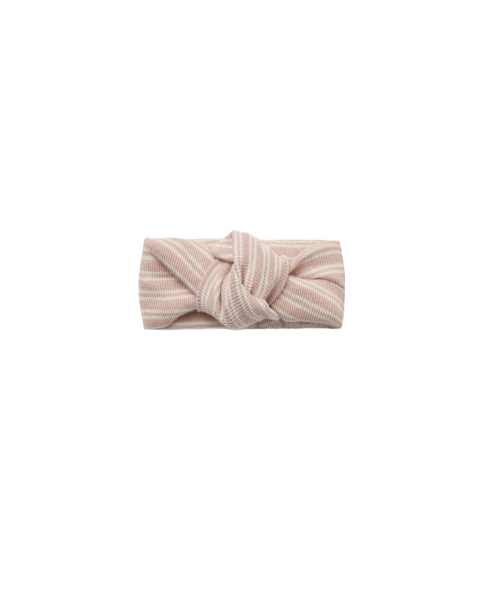 Ribbed Knotted Headband ll dusty rose microstripe