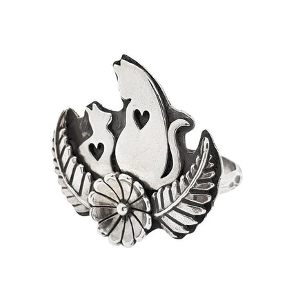 Ring - Double Meow Cats (Sizes 7, 9, 10) by Wanderlust Silver