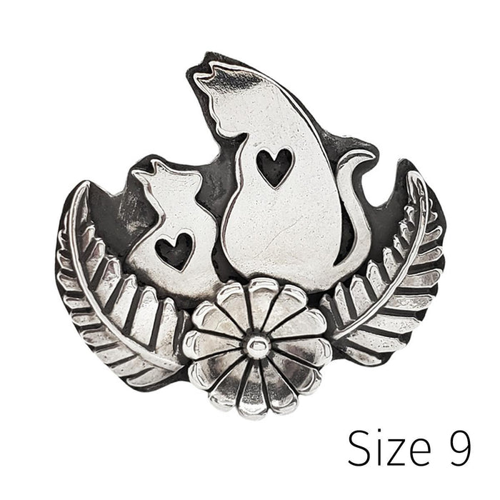 Ring - Double Meow Cats (Sizes 7, 9, 10) by Wanderlust Silver
