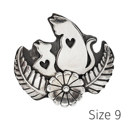 Ring - Double Meow Cats (Sizes 7, 9, 10) by Wanderlust Silver