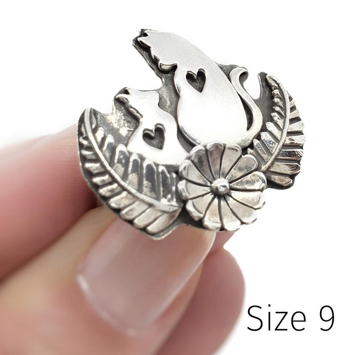 Ring - Double Meow Cats (Sizes 7, 9, 10) by Wanderlust Silver