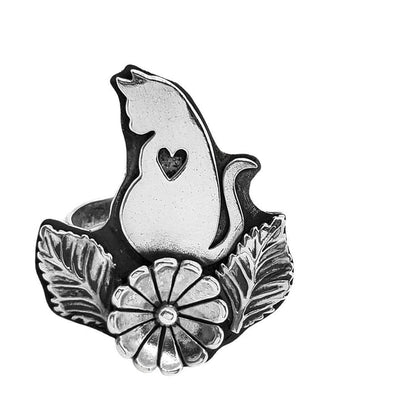 Ring - Single Meow Cat (Size 6 & 9.5) by Wanderlust Silver