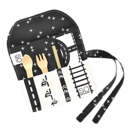 Rollup - Mealtime Set with Bamboo Utensils by So Handmade