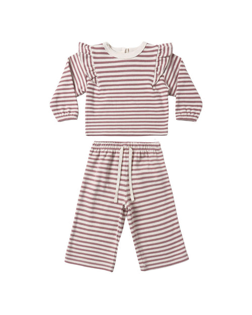 Ruffle Cozy Set ll Mulberry Stripe