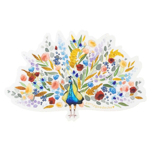 Sticker - 4 in - Floral Peacock Vinyl by Darcy Goedecke