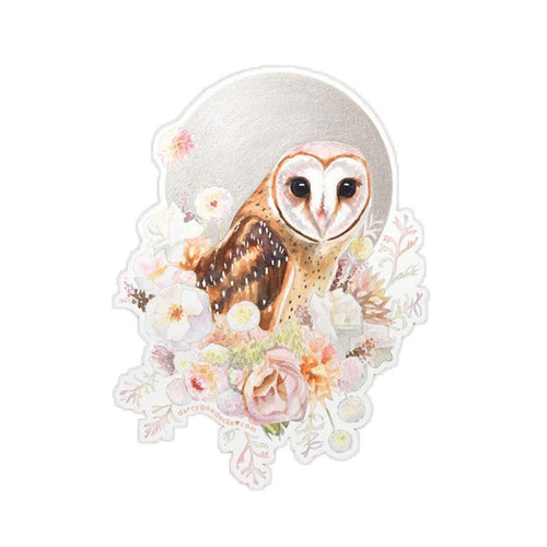 Sticker - 4 in - Pearl Owl Vinyl by Darcy Goedecke