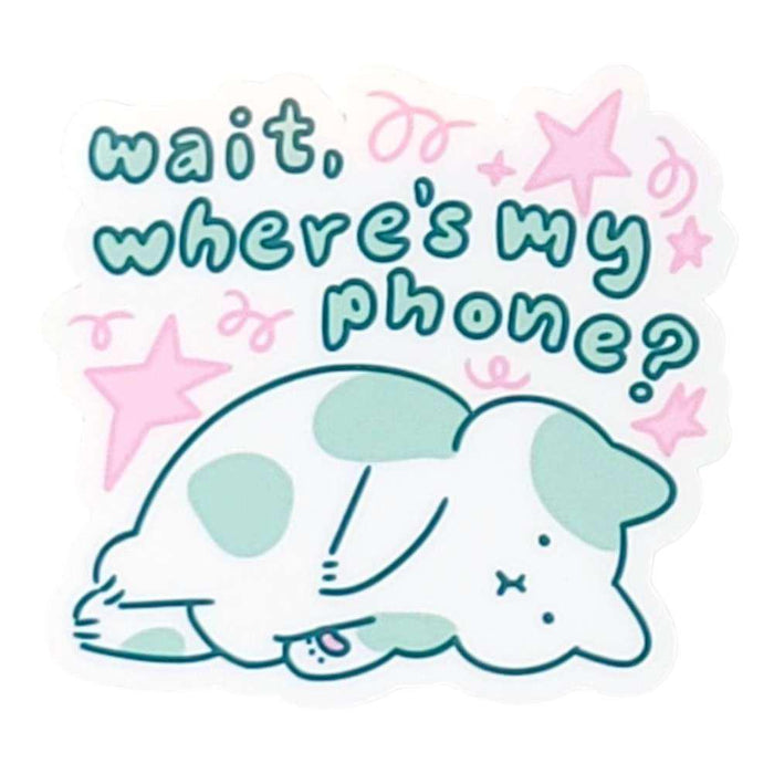 Sticker - Wait, Where’s My Phone Cat by Laura Zeng