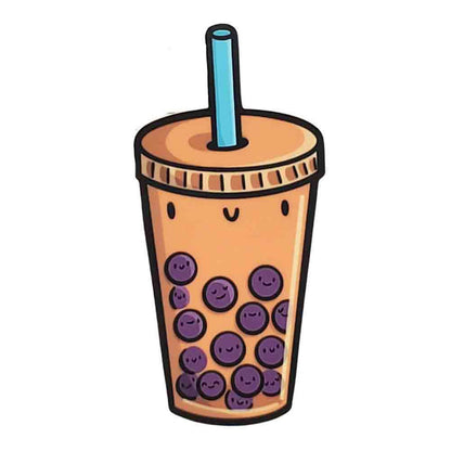 EMS063 $5.50 - Orange Bubble Tea Vinyl Sticker