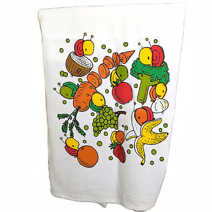 Tea Towel - Fruits with Veggies by Everyday Balloons Print Shop