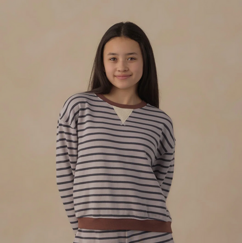 Teen Oversized Crew Sweatshirt in Midnight Stripe