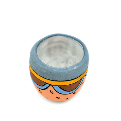 Tiny Cup - 2.5in - Blue Orange Peach Seeds by Leslie Jenner Handmade