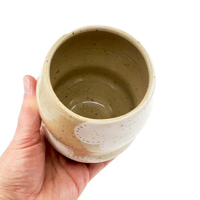 Vase - Curvy Wide Mouth (White Clouds) by Jennifer Fujimoto