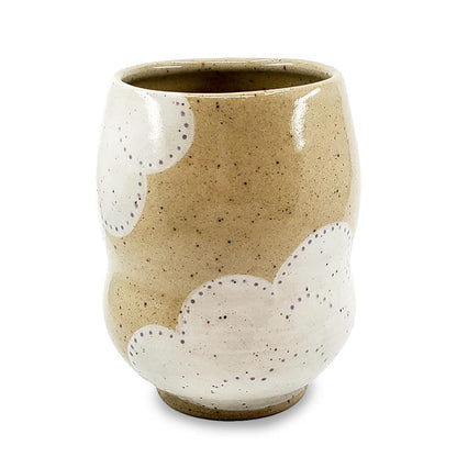 Vase - Curvy Wide Mouth (White Clouds) by Jennifer Fujimoto