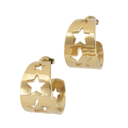 Whimsical Star Hoop Earrings (Gold Plated)