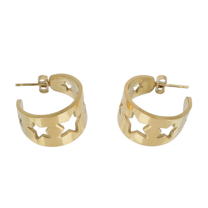 Whimsical Star Hoop Earrings (Gold Plated)
