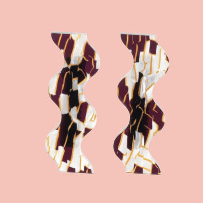 White and Gold Wavy Hair Clips