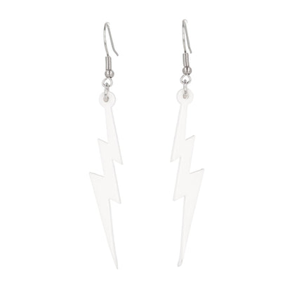 White Lightning Bolt Earrings