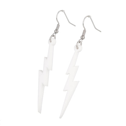 White Lightning Bolt Earrings