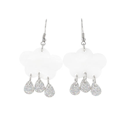 White Glitter Acid Rain Earrings
