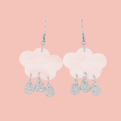 White Glitter Acid Rain Earrings