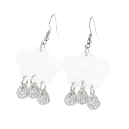 White Glitter Acid Rain Earrings